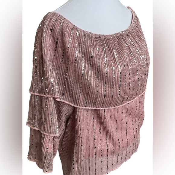 SHEIN CURVE Pink Sparkly Off The Shoulder Party Blouse Plus Size 4XL - Picture 3 of 5